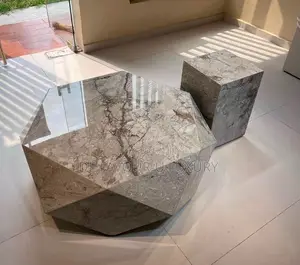Diamond Marble Center Table and Side Stool