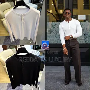 Classic Ribbed Long-Sleeve Henley Shirt