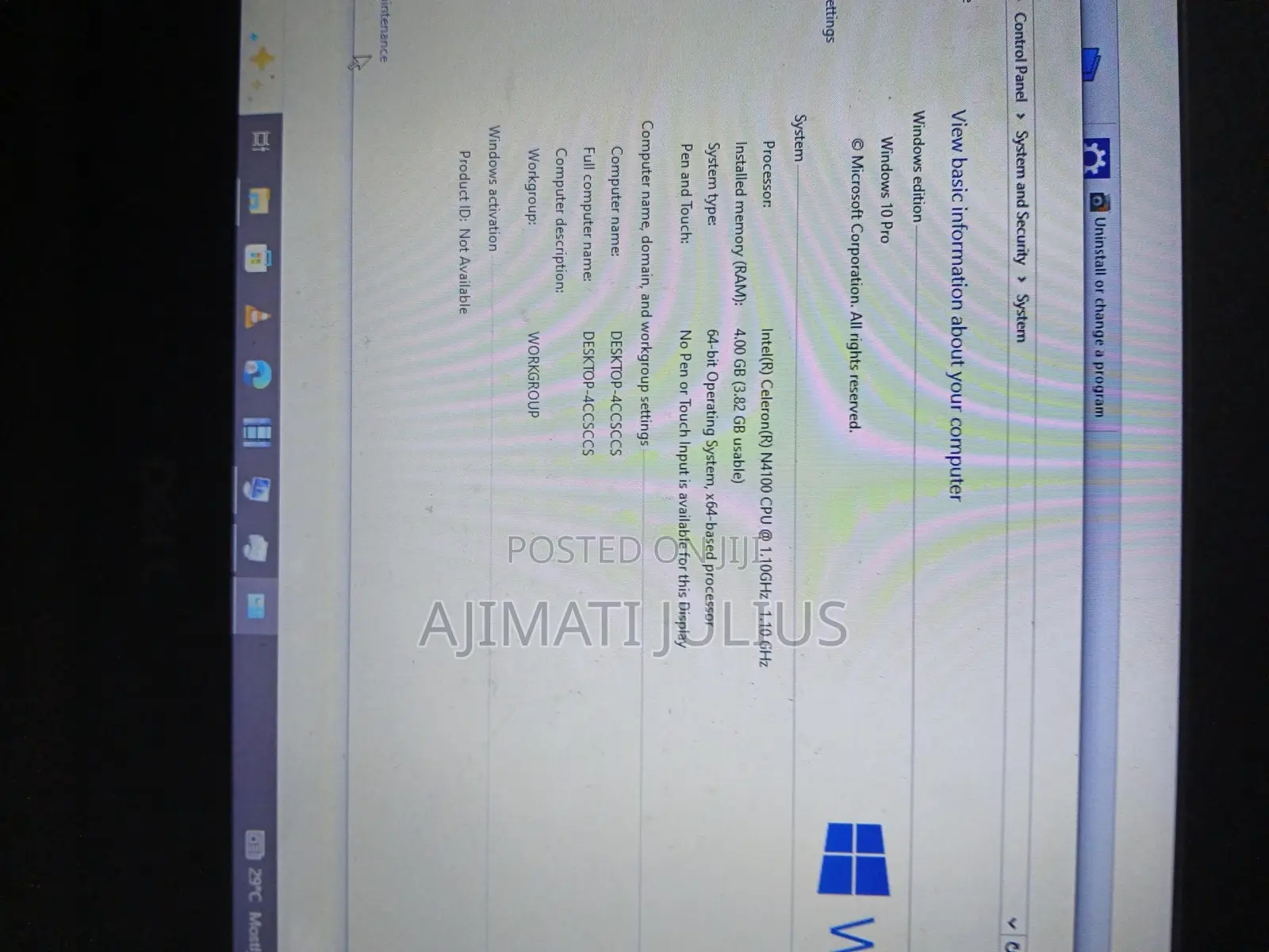Laptop Dell Latitude 3190 4GB Intel Celeron SSD 140GB