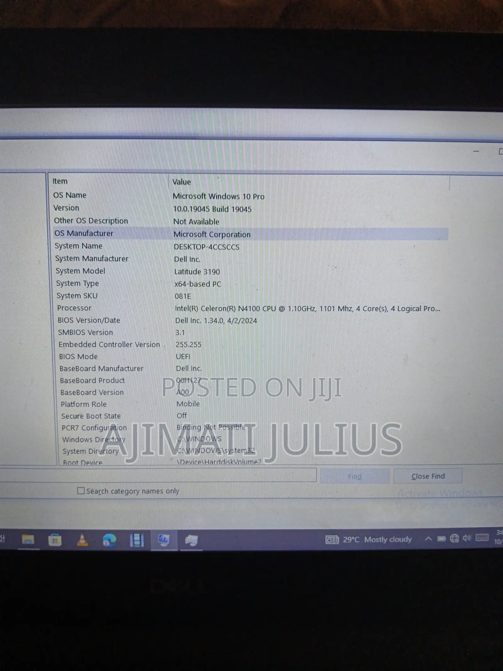 Laptop Dell Latitude 3190 4GB Intel Celeron SSD 140GB