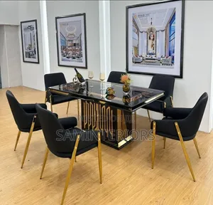 Classic Modern Quality Dining Set With 6 Luxury Chairs