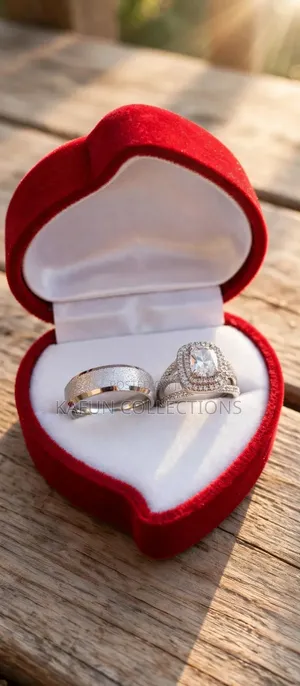 Non-Fading Titanium Steel and Cute Solid Zirconia Couple's Ring Set