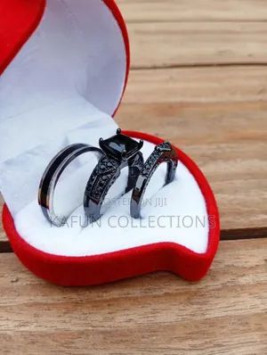 Non-Fading Titanium Steel and Black Gold Plated Ring Set