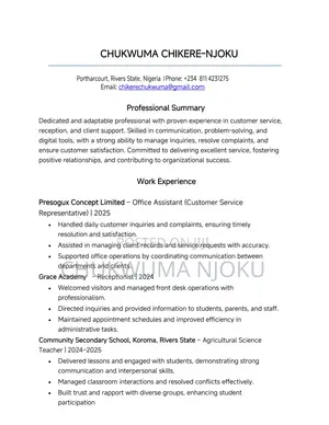 Part-Time Weekend CV