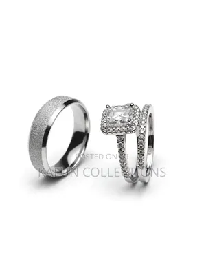 Highly Durable Zirconia Silver Couples Ring Set
