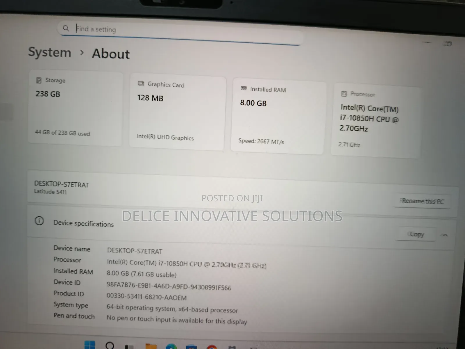 Laptop Dell Latitude 5411 8GB Intel Core i7 SSD 256GB