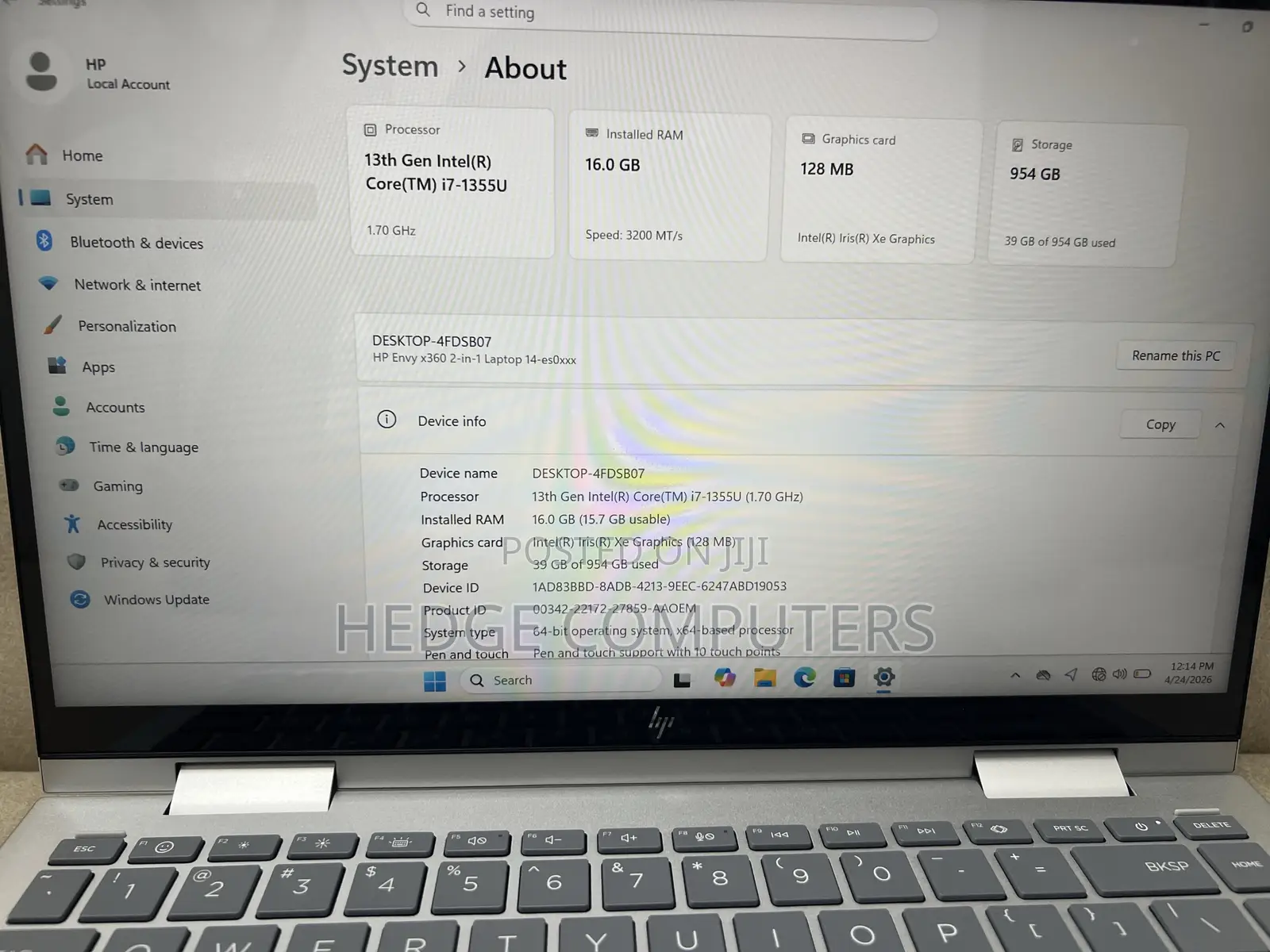 Laptop HP Envy 14 16GB Intel Core i7 SSD 1T