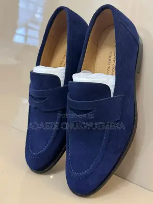 Premium Navy Blue Suede-Style Loafers