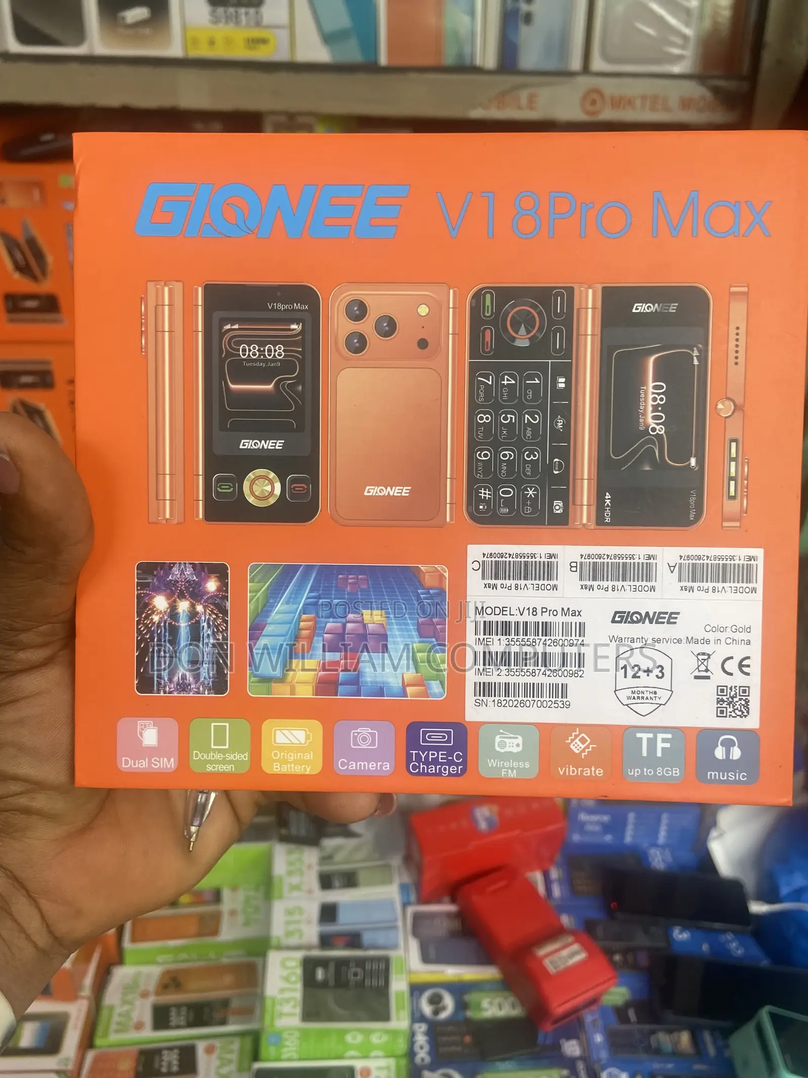 New Gionee V188 8 GB Black