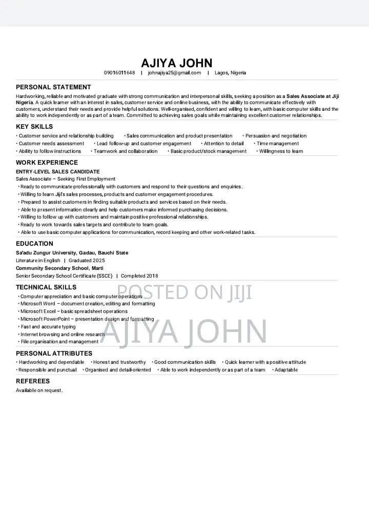 Sale's Representatives/Assistant Job