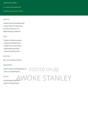 Housekeeping & Cleaning CV