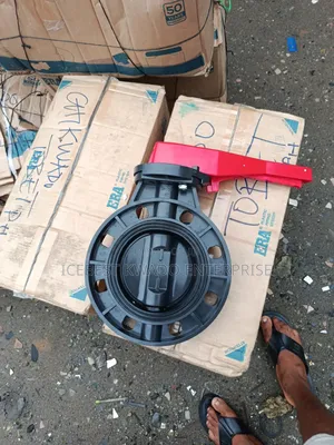 6" by 160mm ERA uPVC Butterfly Valve With a Red Manual Lever Handl