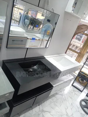 Exclusive Black Single Bowl Vanity Basin With LED Mirror (80cm)