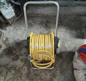 Heavy-Duty Portable Yellow Water Hose Reel Trolley With Wheels