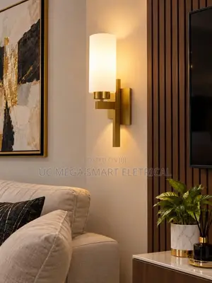 Nordic Minimalist Gold Wall Sconce Cylinder Linen Fabric Shade