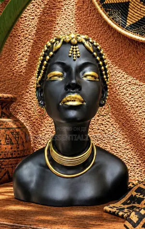 Luxury African Queen Bust Sculpture - Tribal Princess Decor Statue