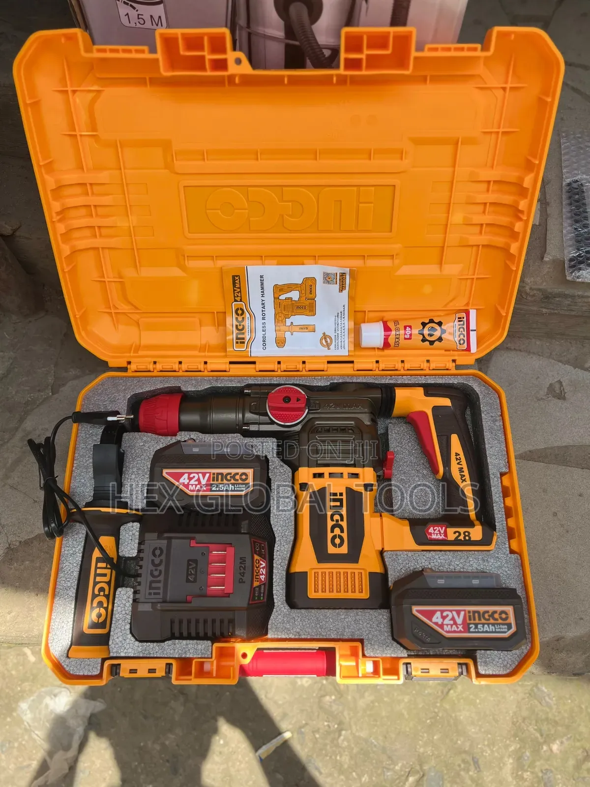 Ingco 42v Max Cordless Heavy-Duty Rotary Hammer Drilling Machine