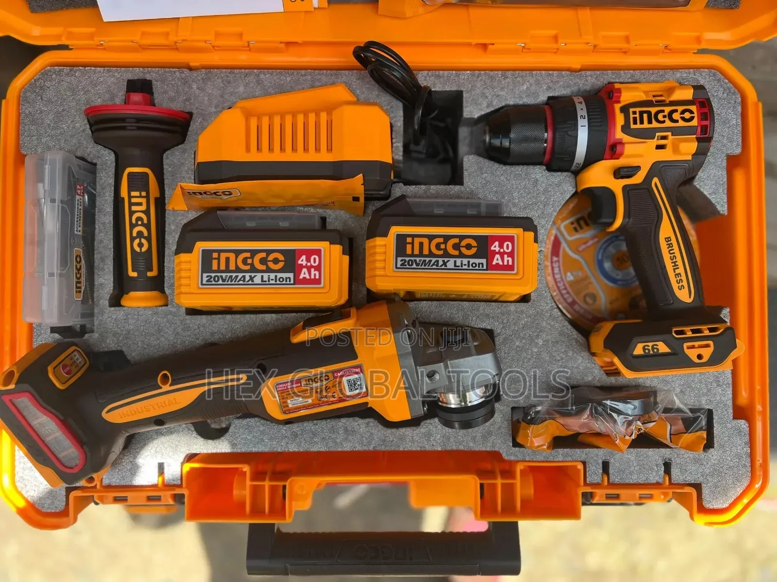 Ingco 2in1 Combo Tools Angle Grinder and Cordless Drill Machine 66N.m
