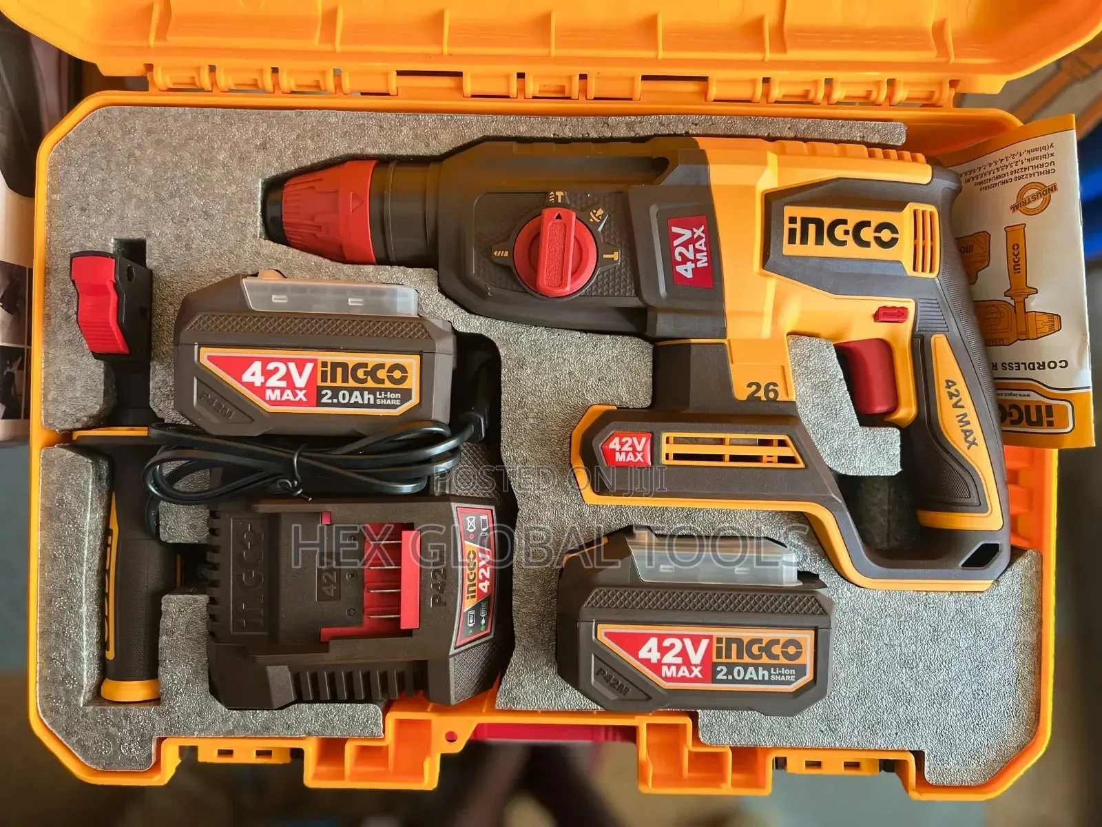 Ingco 42v Max 26mm Cordless Rotary Hammer Drilling Machine