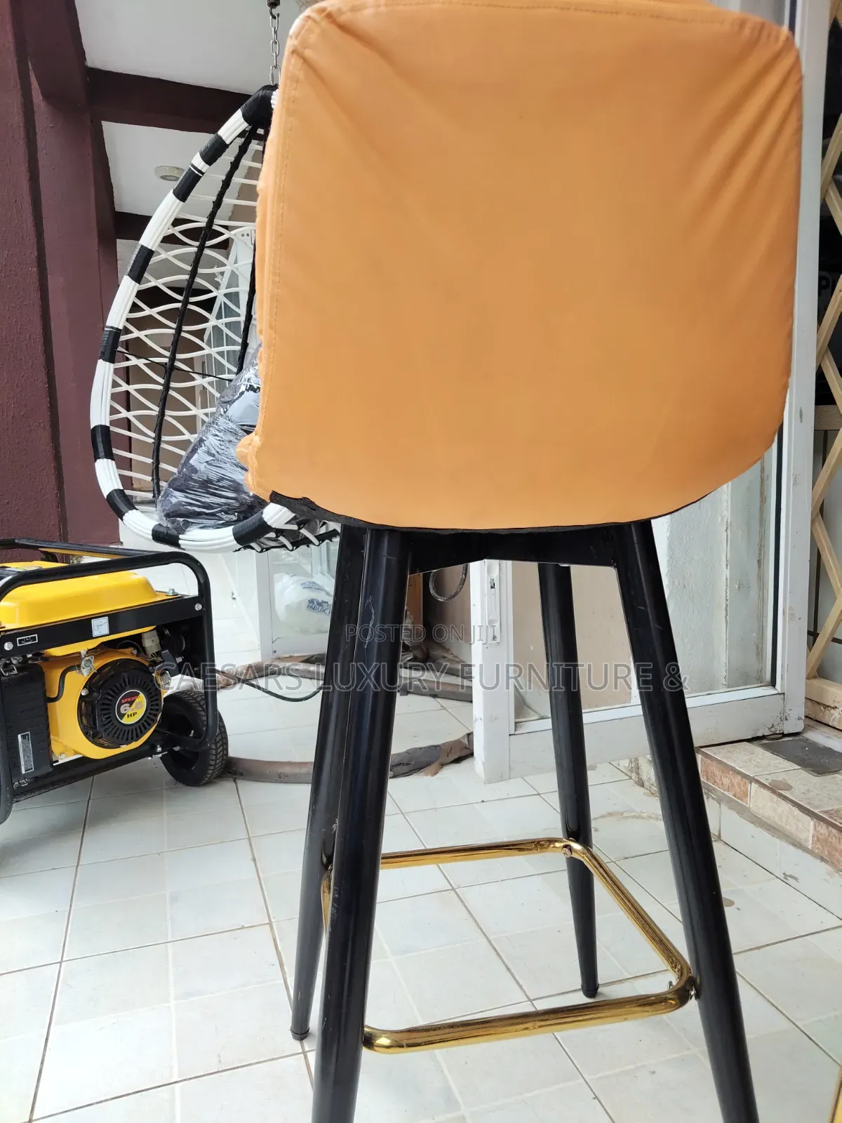 Quality Orange Bar Stool With Backrest