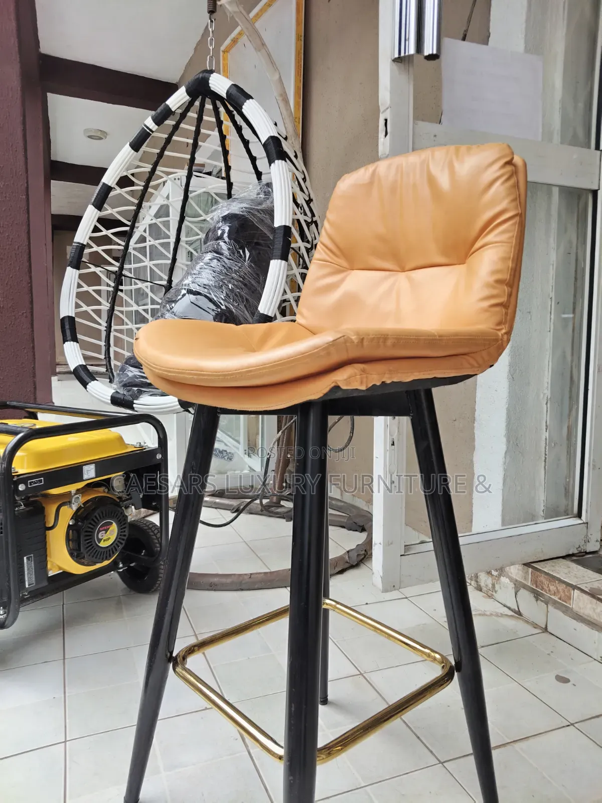 Quality Orange Bar Stool With Backrest