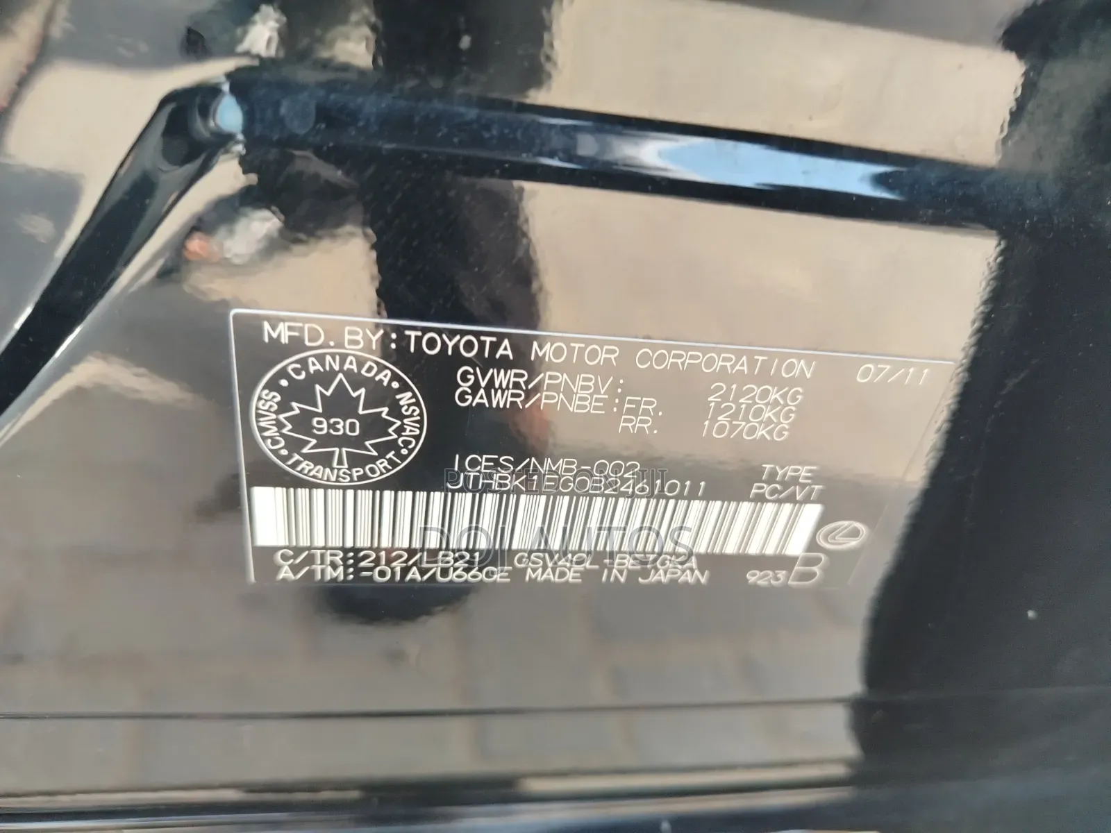 Lexus ES 350 2011 Black