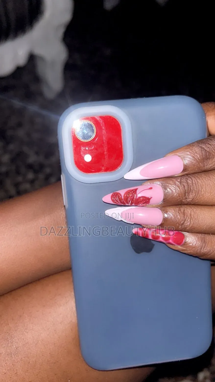 Luxury Press-on Nails 24pcs(Pink Red Butterfly Art) - Long Stiletto