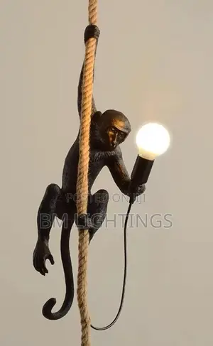 Monkey Pendant Light - Hemp Rope Hanging Light