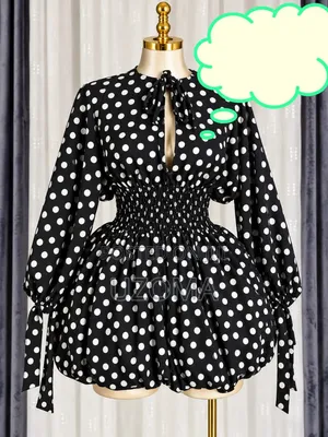 Elegant Black and White Polka Dot Statement Dress.