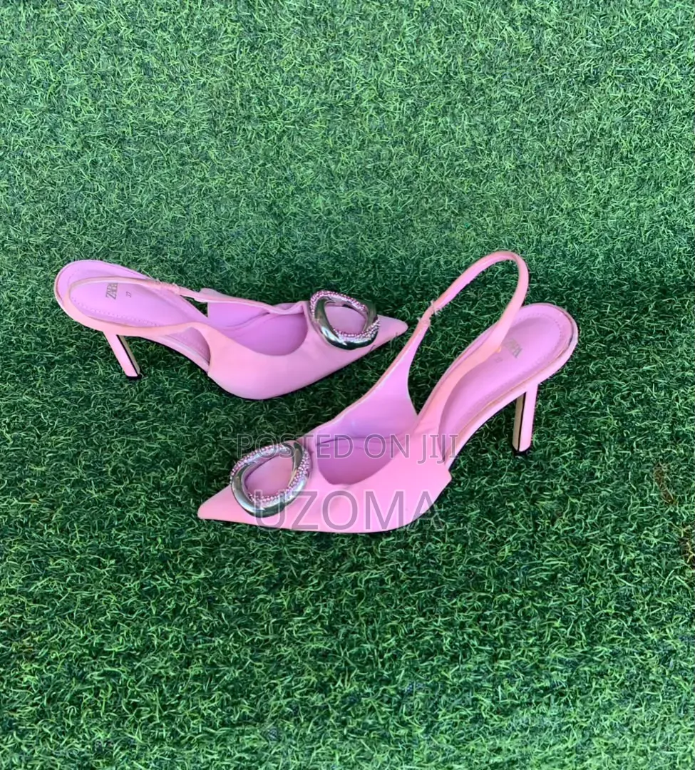 Thrift Elegant Pink Pointed-Toe Slingback Heels.