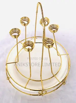 Round Glass Cup Holder (Gold)