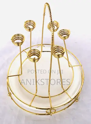 Round Glass Cup Holder (Gold)