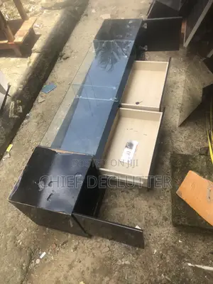 Used 7ft Imported TV Console With Glass Top and Compartment