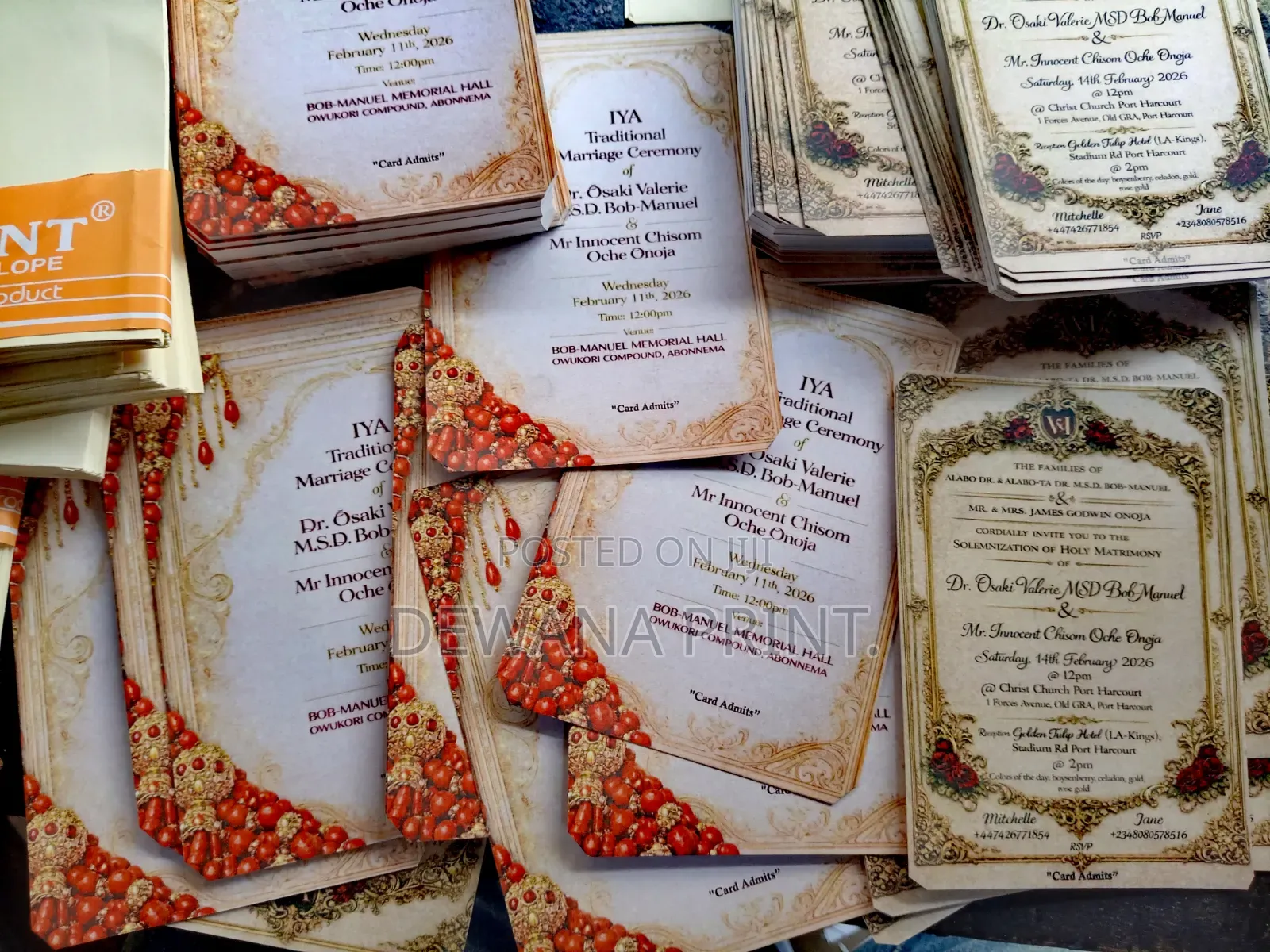 Branded Nylon, Paper Bags, Business Cards, Invitations, Id Cards.