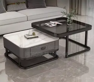 2 in 1 Coffee Table Glass and Mable
