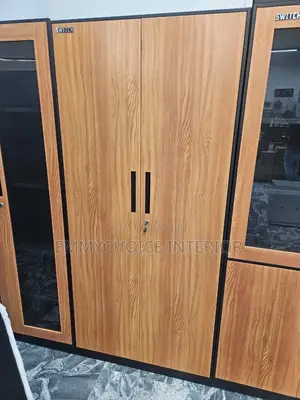 Executive Office Glass & Wood File Cabinet