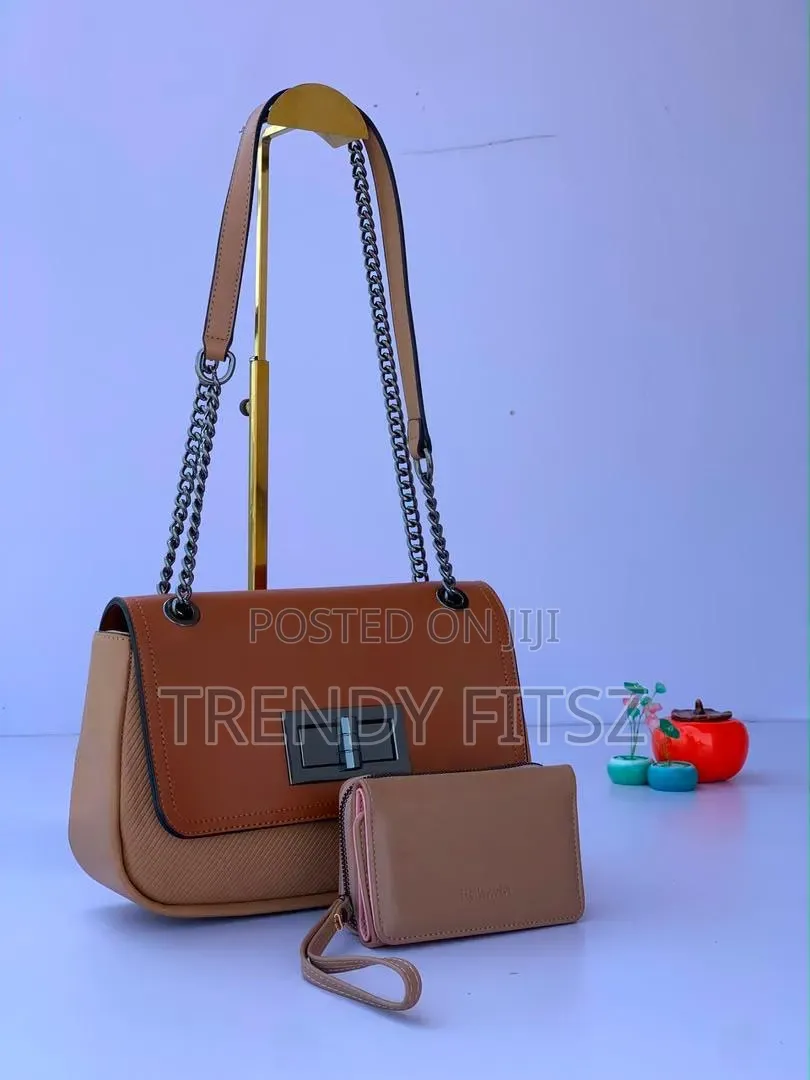 Chain Strap Flap Handbag With Matching Wallet