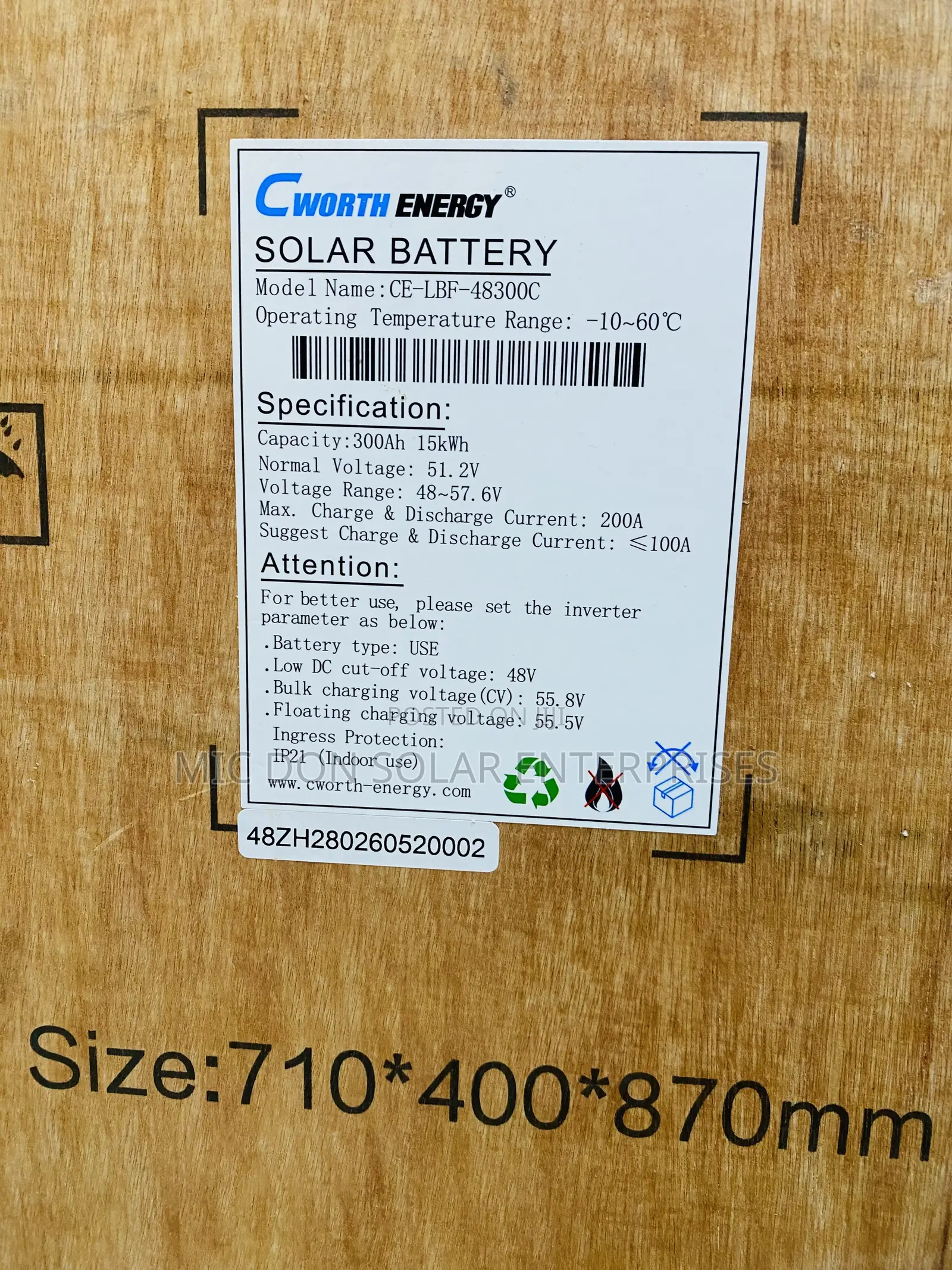 Cworth 15kwh Lithium Battery