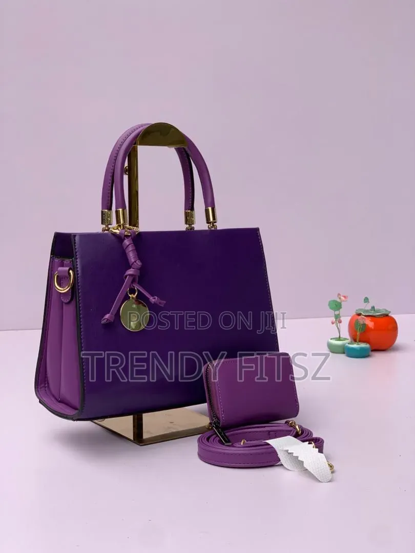 Structured Top Handle Leather Handbag With Wallet & Shoulder Strap