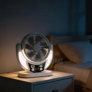 Solar Rechargeable Fan With 10W Solar Panel and 2 LED Bulbs