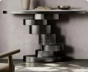 “Modern Sculptural Console Table With Spiral Pedestal Base.”