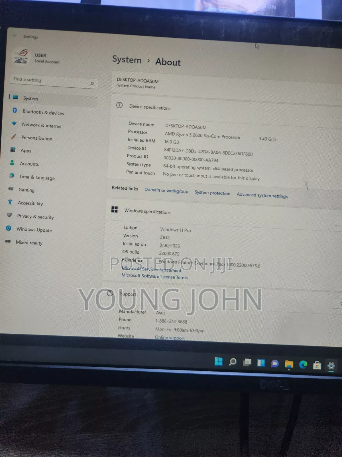 Desktop Computer Asus 16GB AMD Ryzen 5 HDD+SSD 256GB