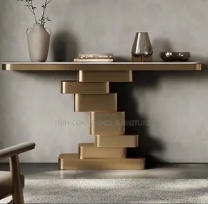 “Modern Sculptural Console Table With Spiral Pedestal Base.”