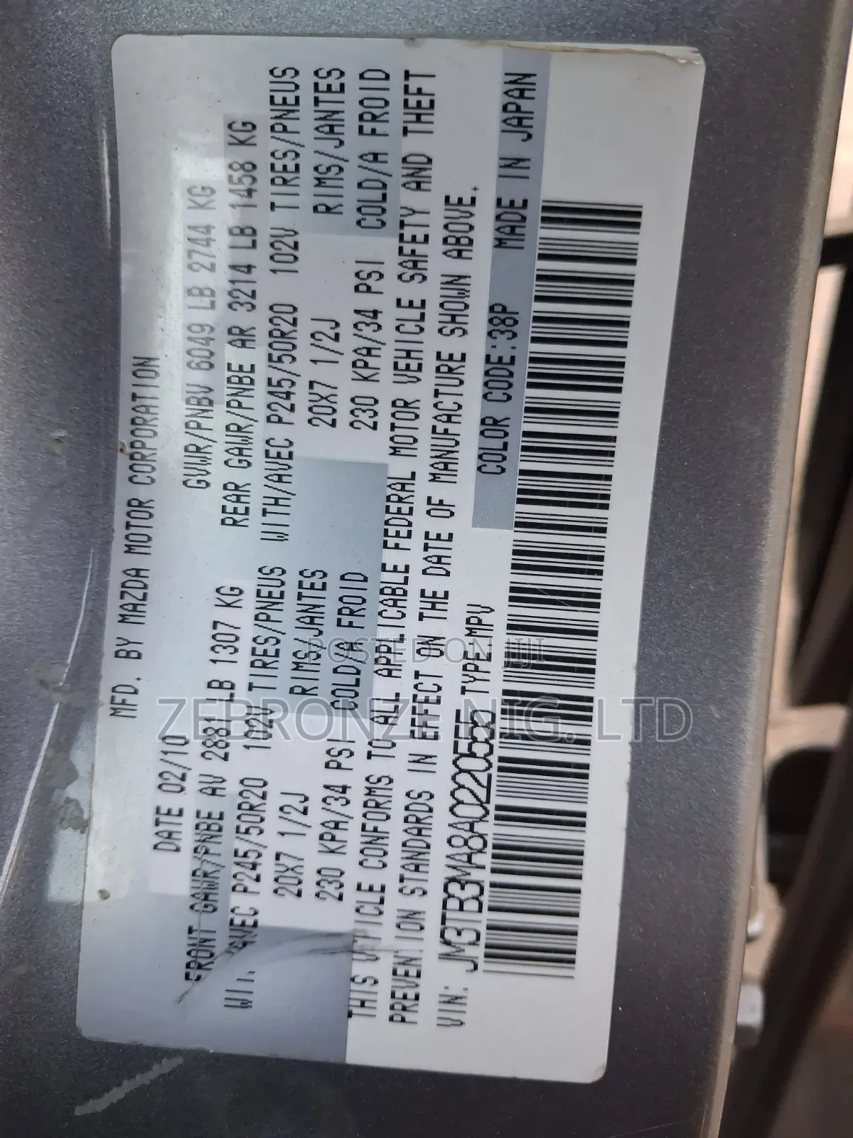 Mazda CX-9 2010 Silver