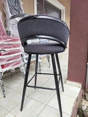 Padded Fabric Bar Stool With Curved Backrest