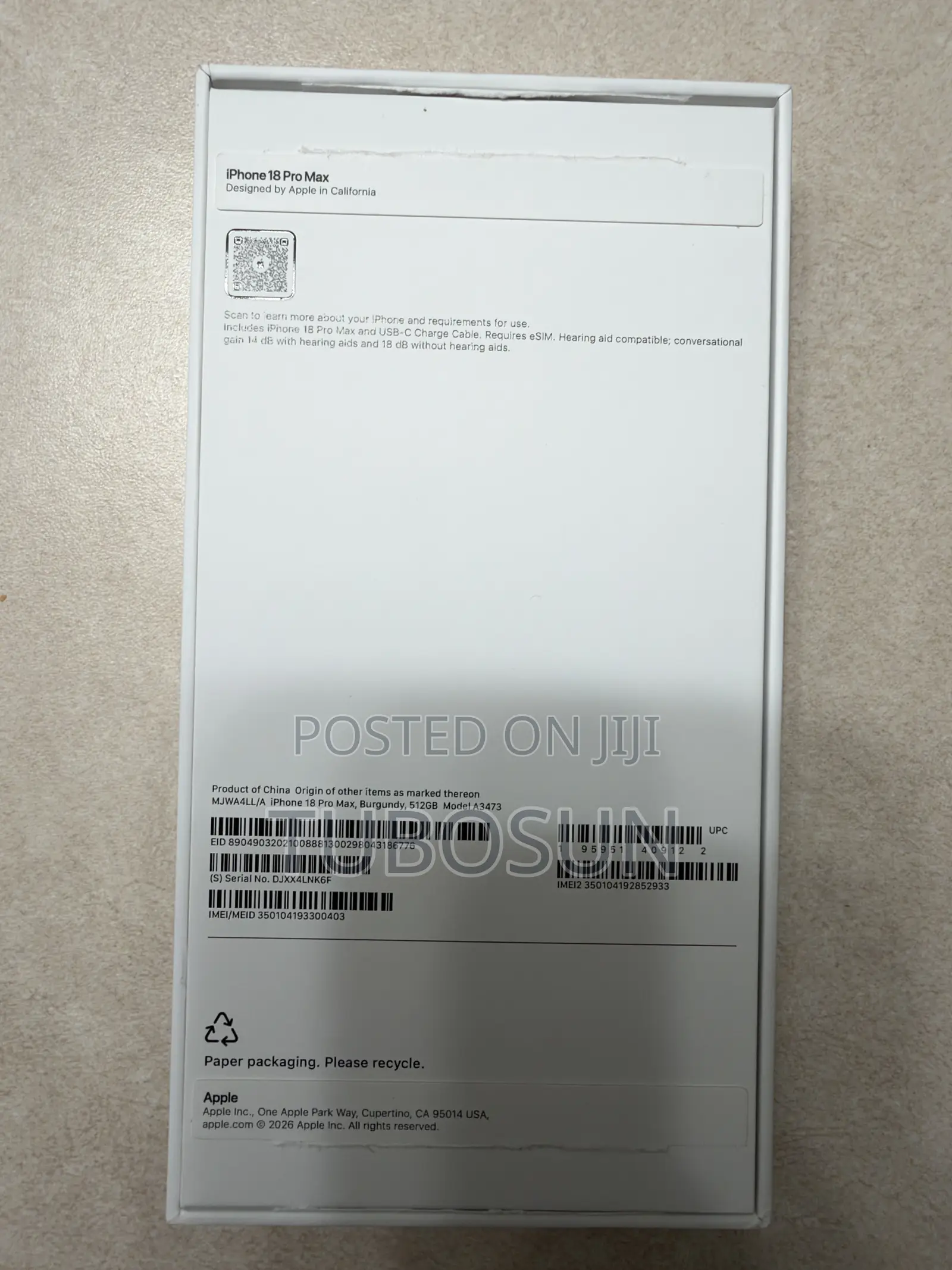 New Apple iPhone 18 Pro Max 512 GB Red