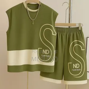 Men's Olive Green Two-Piece Streetwear Set