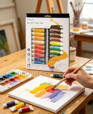 Whsmith 24 Light- Fast Acrylic Colour Paints 10ml Tube Set
