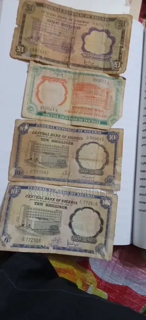 Pre-Naira Banknotes -1Pound +10 Shillings (X2) + 5 Shillings