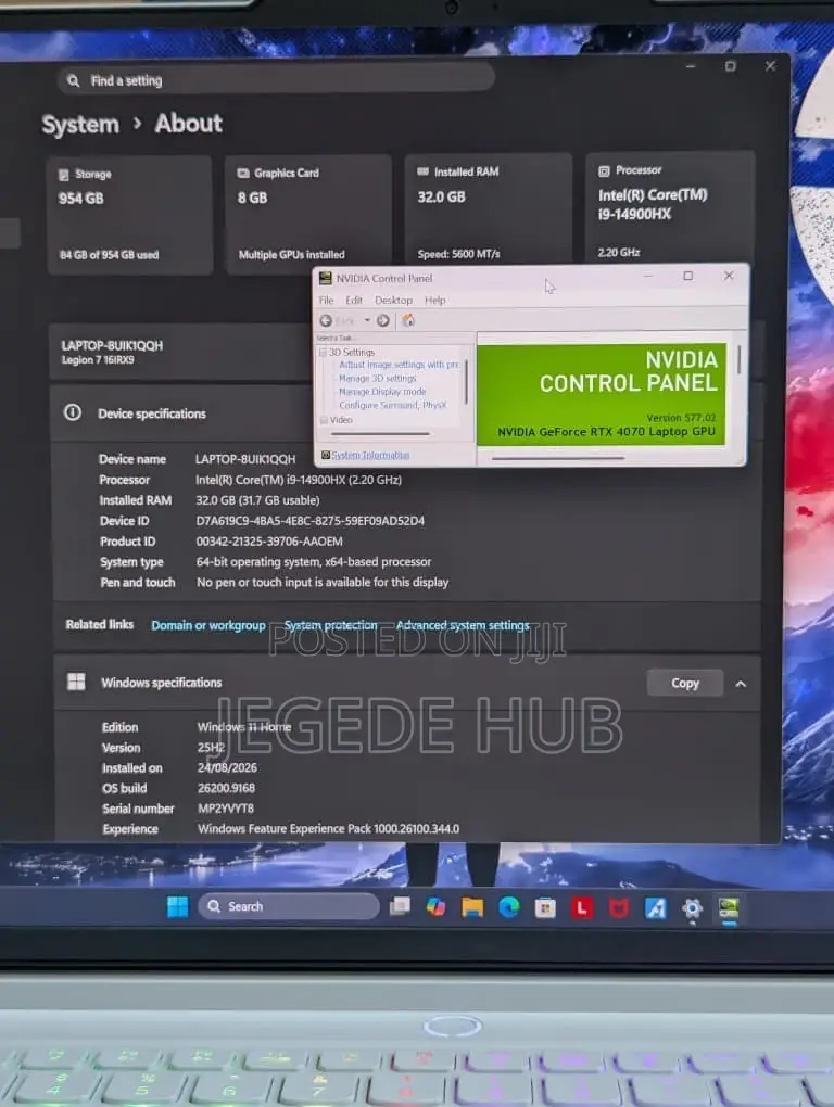 Laptop Lenovo Legion 7 32GB Intel Core i9 SSD 1T
